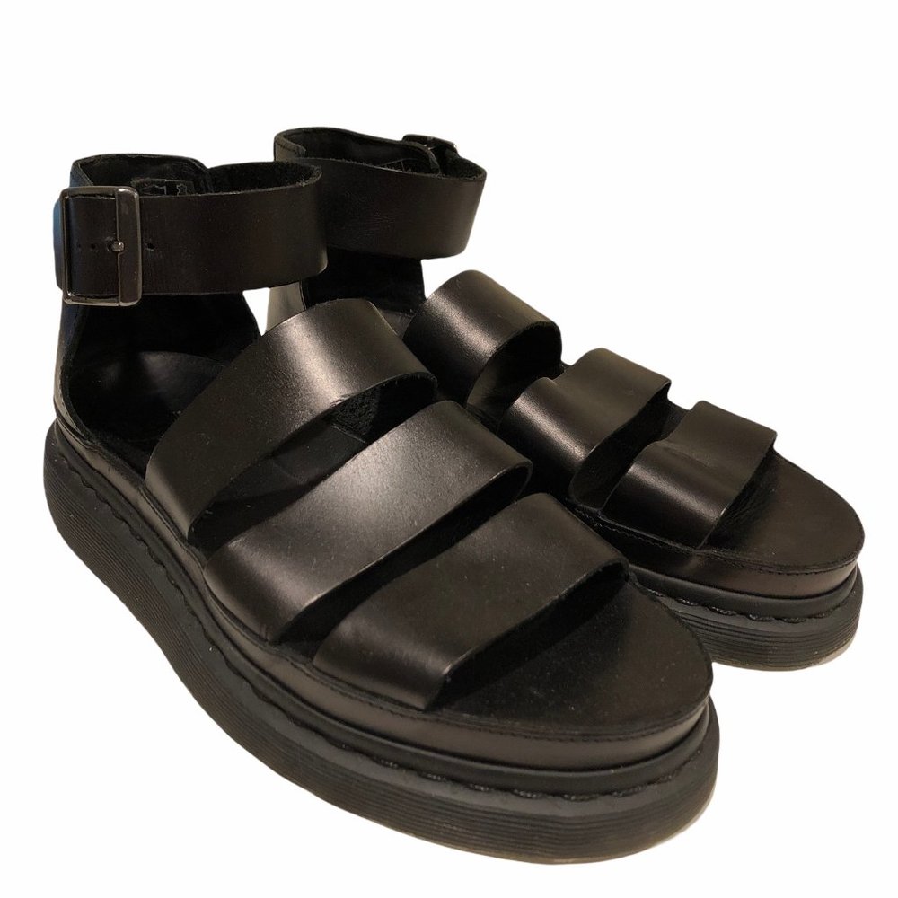 Dr. Martens CLARISSA Chunky Platform Gladiator Leather Sandals Black 8